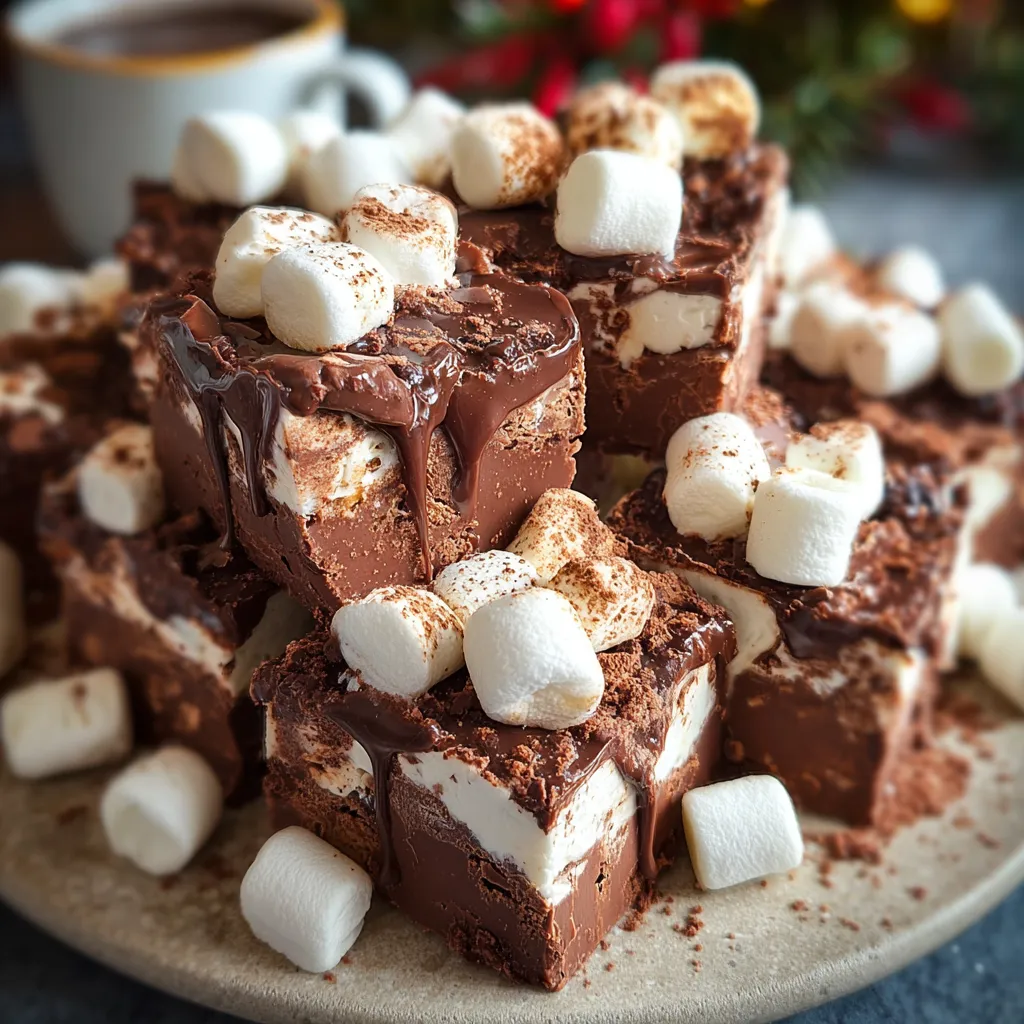 Decadent Hot Chocolate Marshmallow Fudge with Rich Chocolate Ganache Drizzle - main view